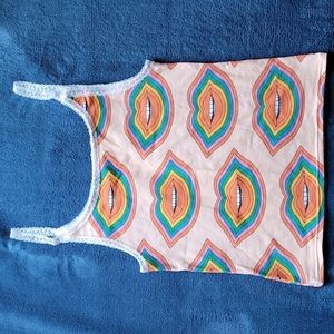 Solstice Intimates sz L Printed Cotton Undershirt "Sweet Lips"